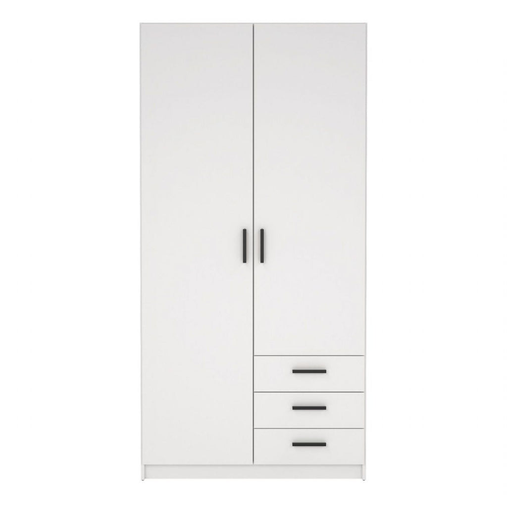 Sprint Wardrobe with 2 Doors + 3 Drawers in White