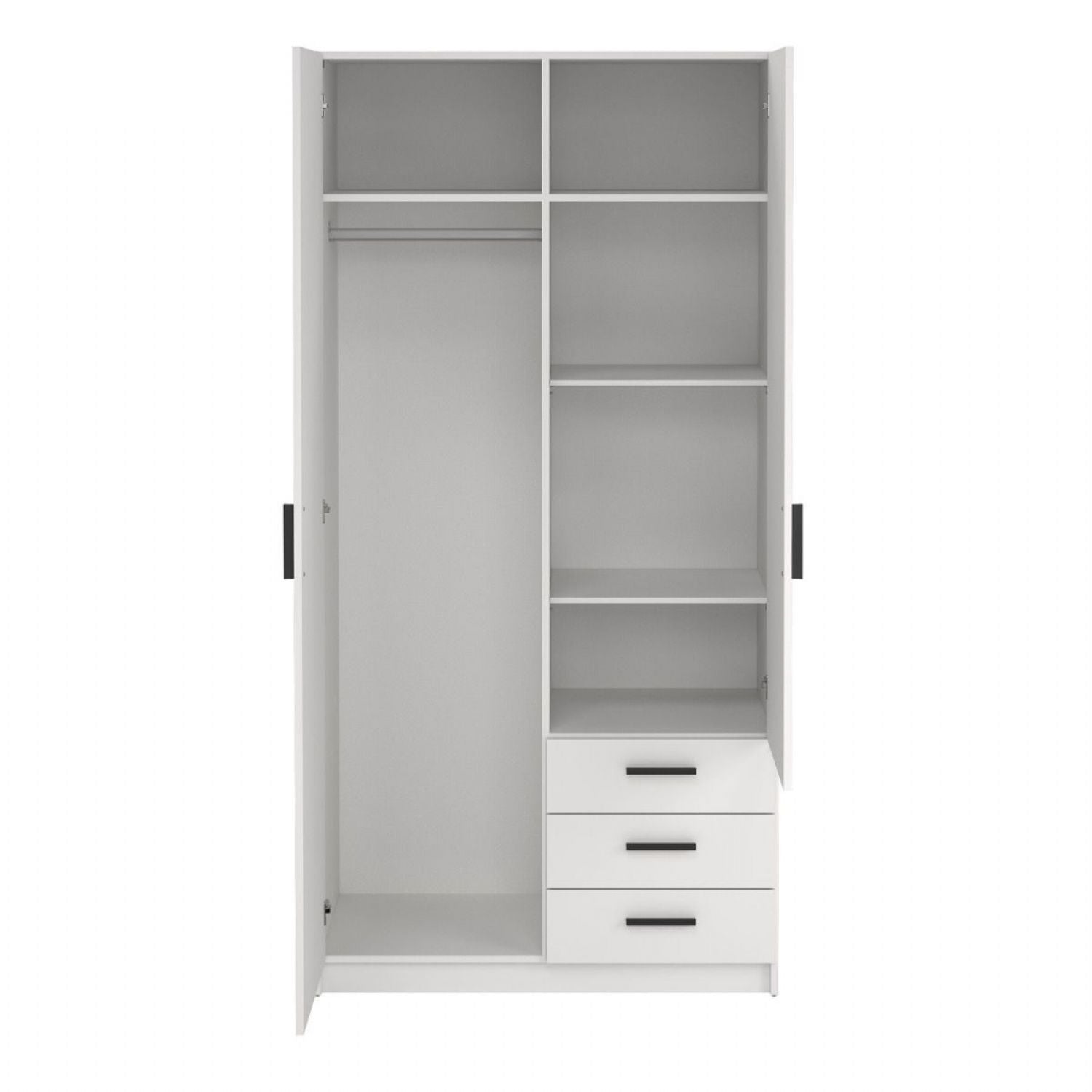 Sprint Wardrobe with 2 Doors + 3 Drawers in White