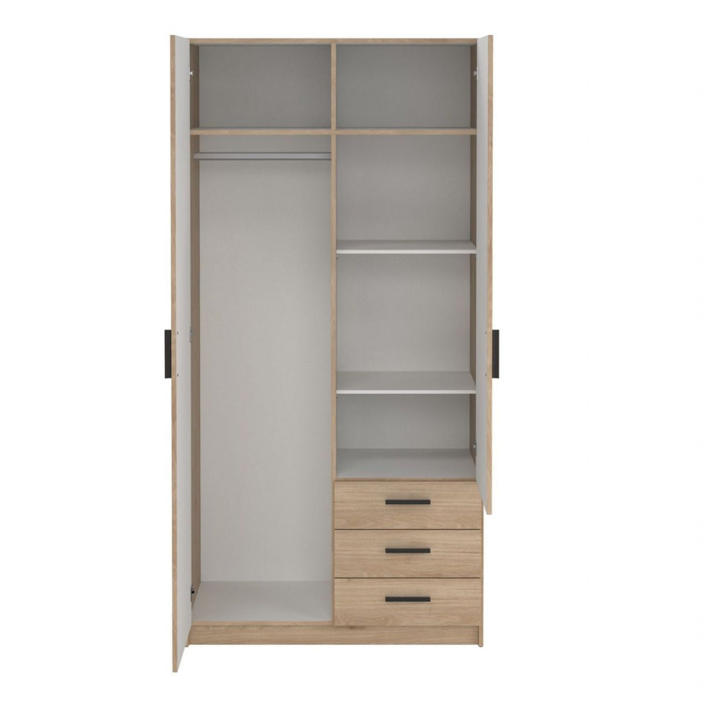 Sprint Wardrobe with 2 Doors + 3 Drawers in Jackson Hickory