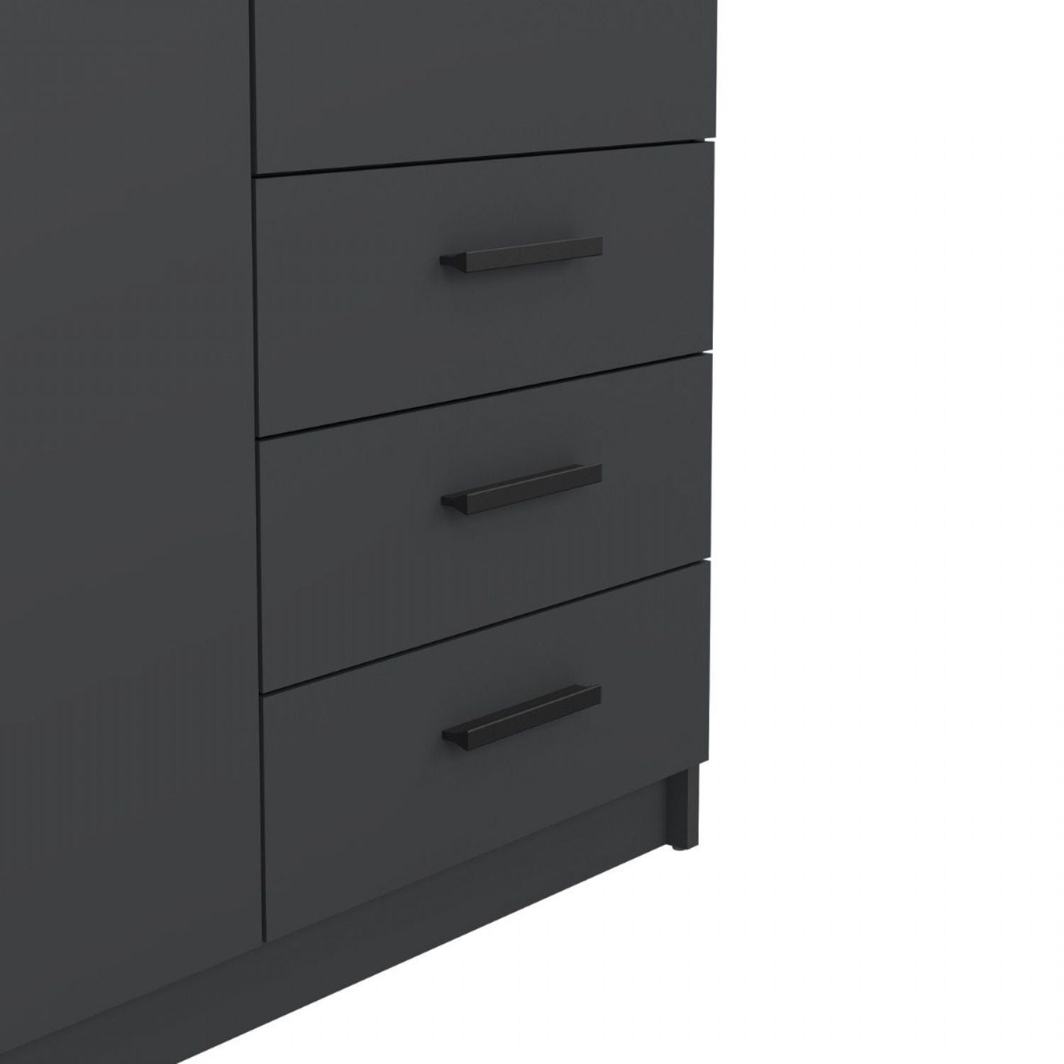 Sprint Wardrobe with 2 Doors + 3 Drawers in Matt Grey