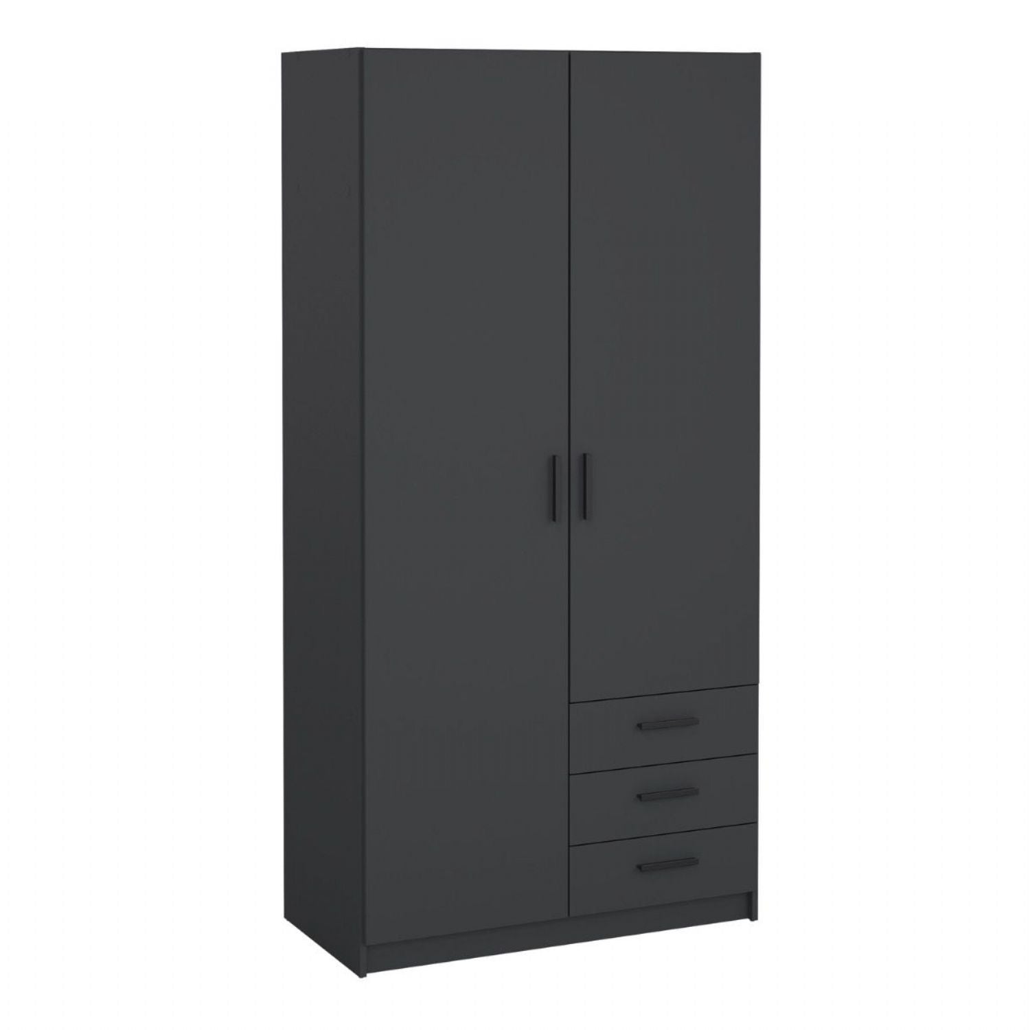 Sprint Wardrobe with 2 Doors + 3 Drawers in Matt Grey
