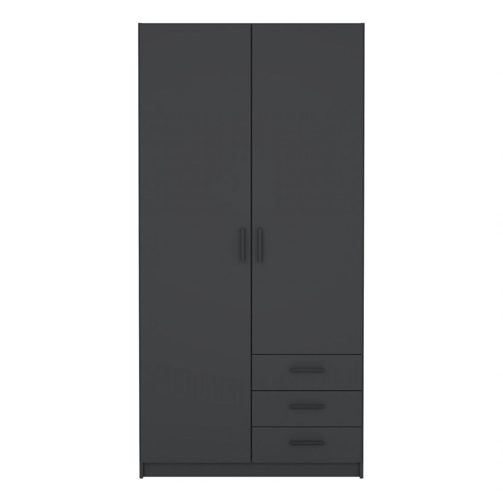 Sprint Wardrobe with 2 Doors + 3 Drawers in Matt Grey