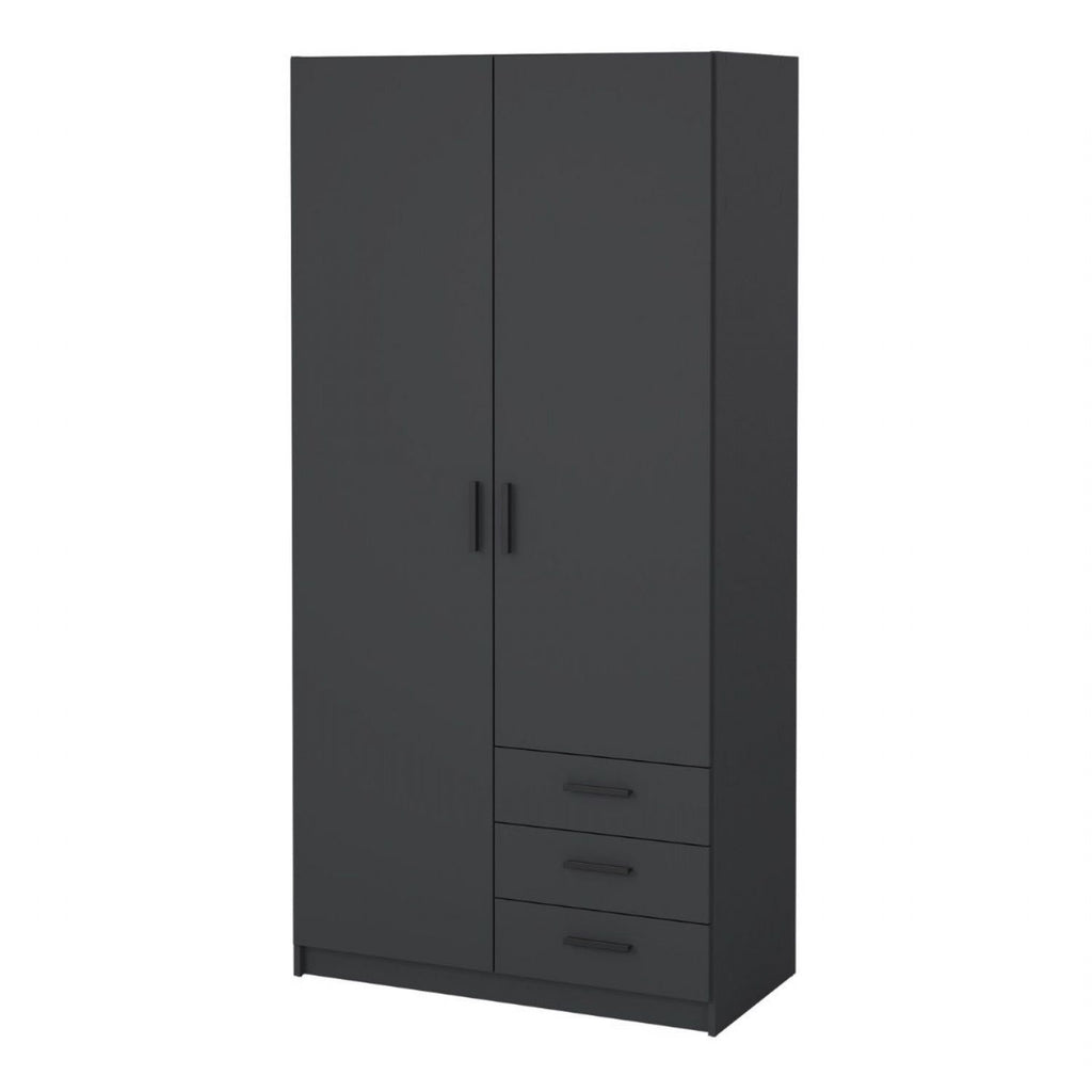 Sprint Wardrobe with 2 Doors + 3 Drawers in Matt Grey
