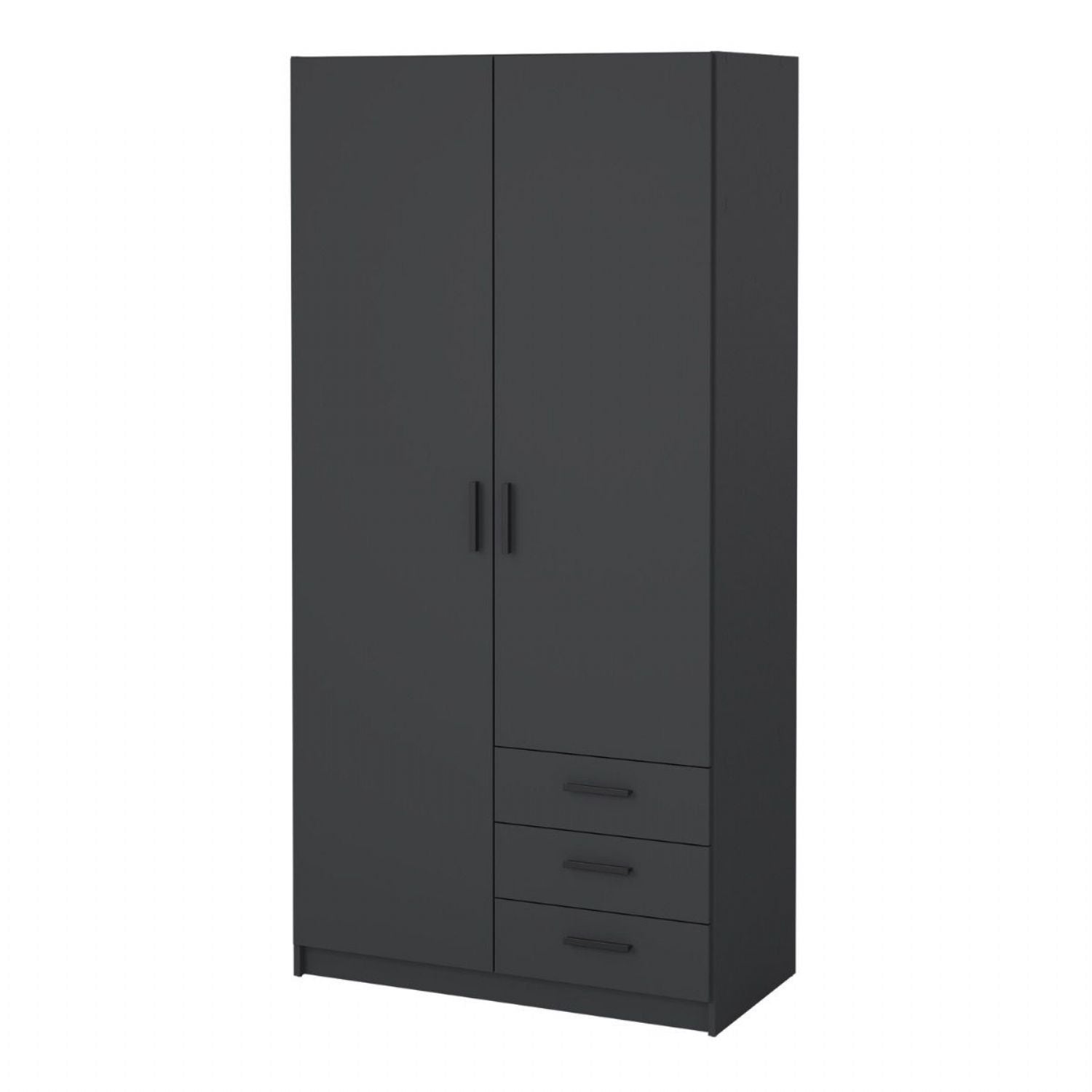 Sprint Wardrobe with 2 Doors + 3 Drawers in Matt Grey