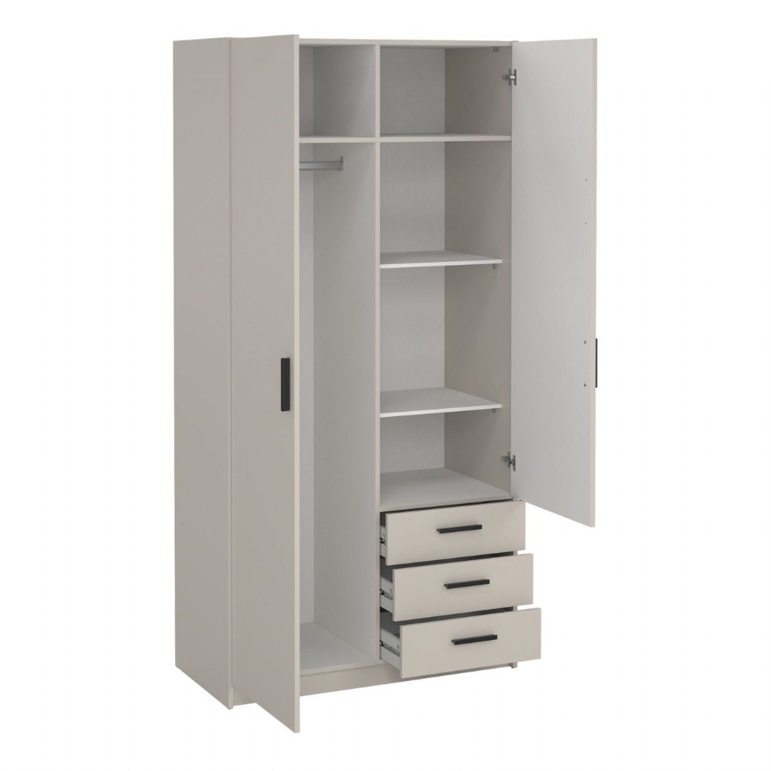 Sprint Wardrobe with 2 Doors + 3 Drawers in Cashmere