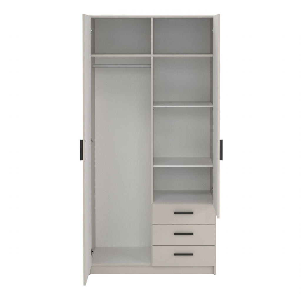 Sprint Wardrobe with 2 Doors + 3 Drawers in Cashmere