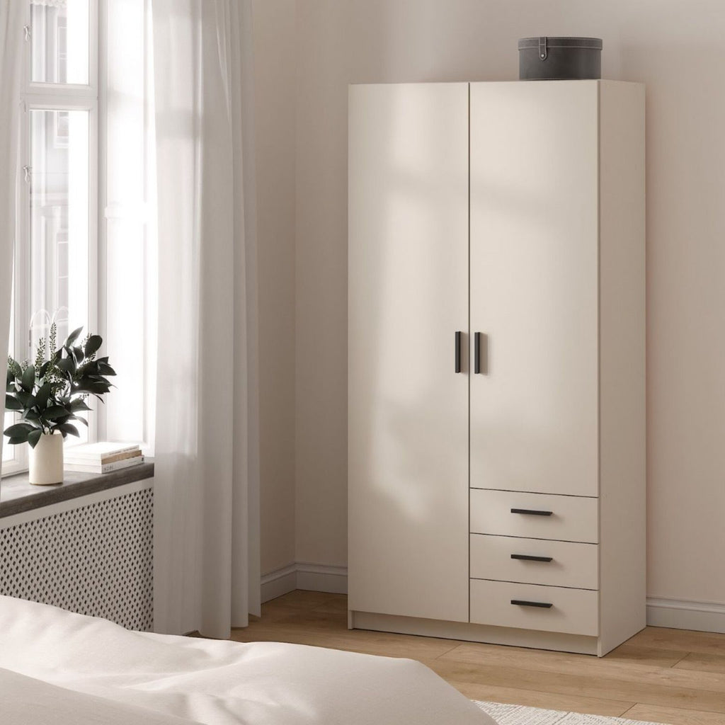 Sprint Wardrobe with 2 Doors + 3 Drawers in Cashmere