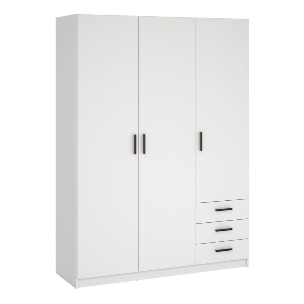 Sprint Wardrobe with 3 Doors + 3 Drawers in White