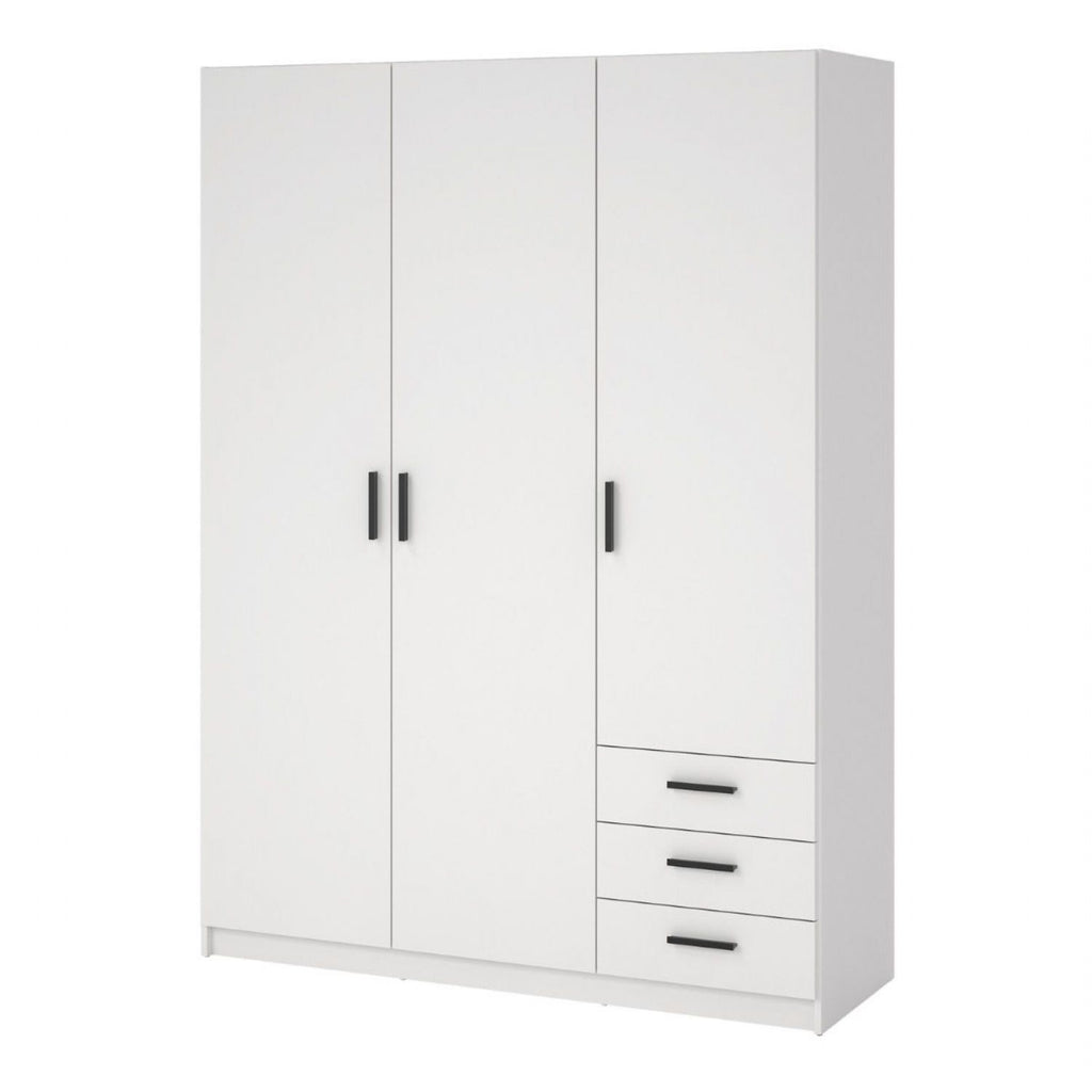 Sprint Wardrobe with 3 Doors + 3 Drawers in White