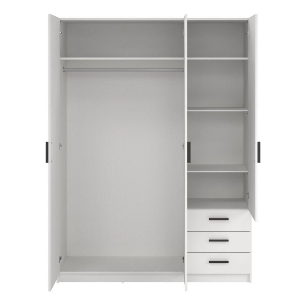 Sprint Wardrobe with 3 Doors + 3 Drawers in White