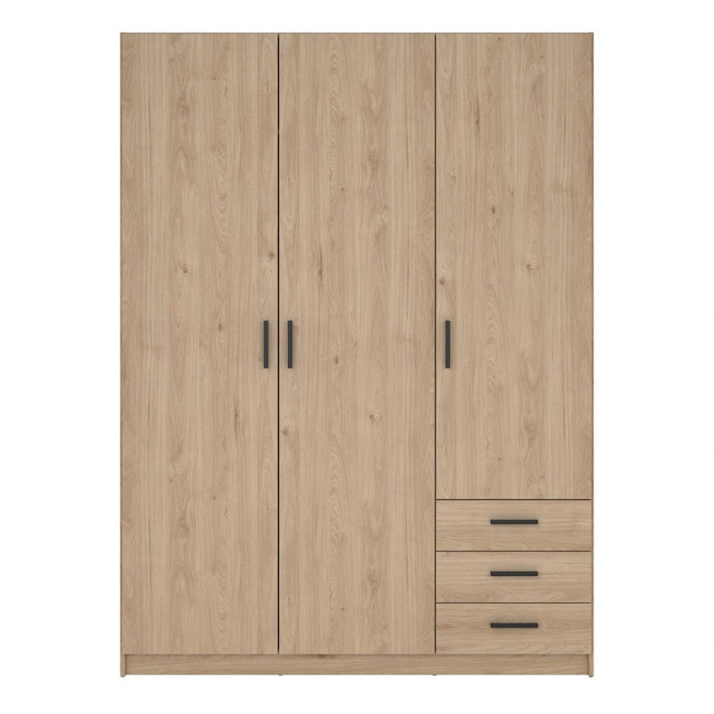 Sprint Wardrobe with 3 Doors + 3 Drawers in Jackson Hickory