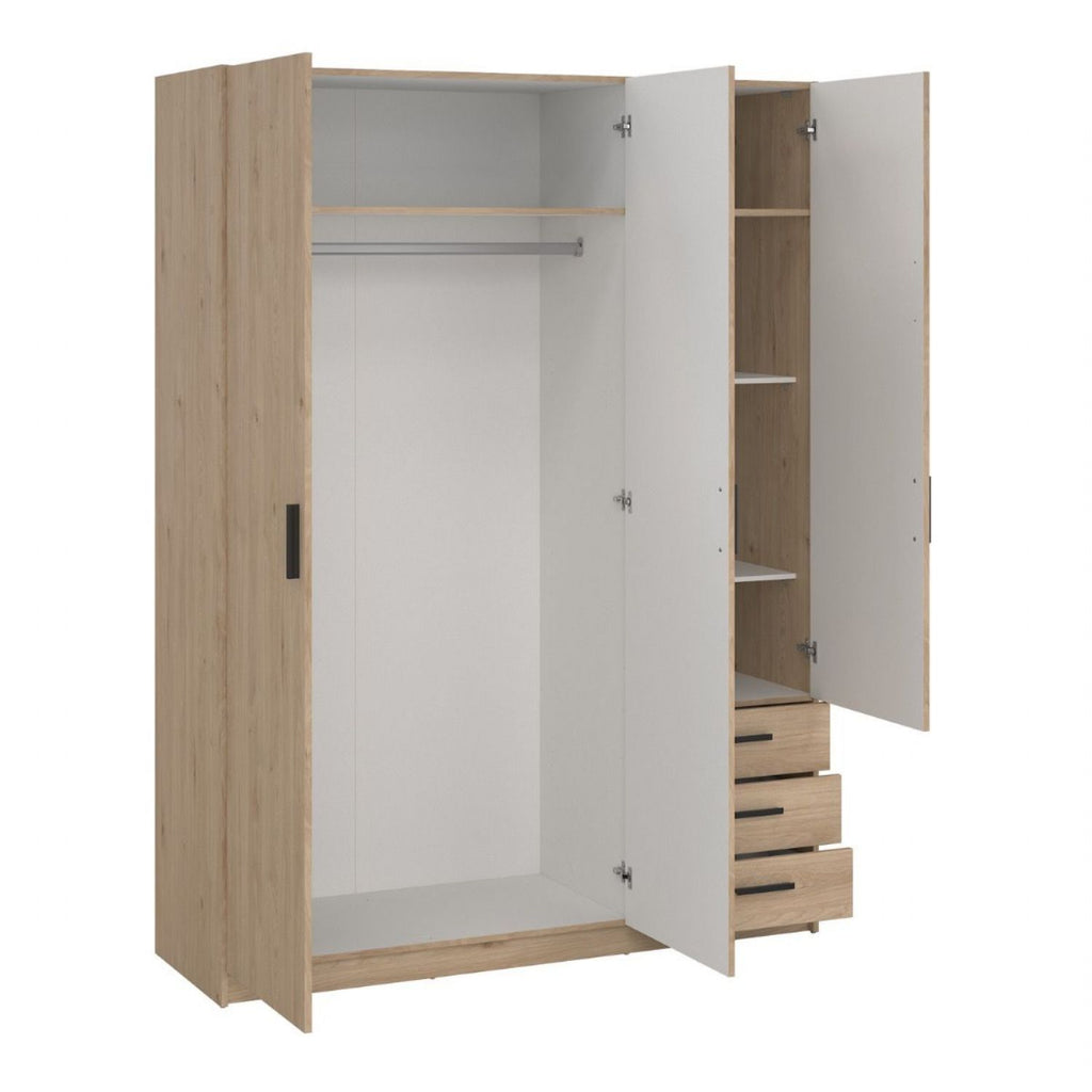 Sprint Wardrobe with 3 Doors + 3 Drawers in Jackson Hickory