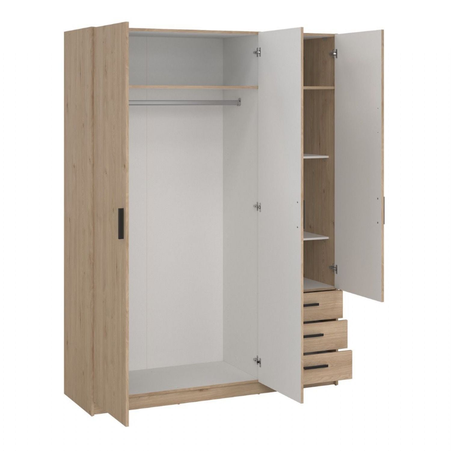 Sprint Wardrobe with 3 Doors + 3 Drawers in Jackson Hickory