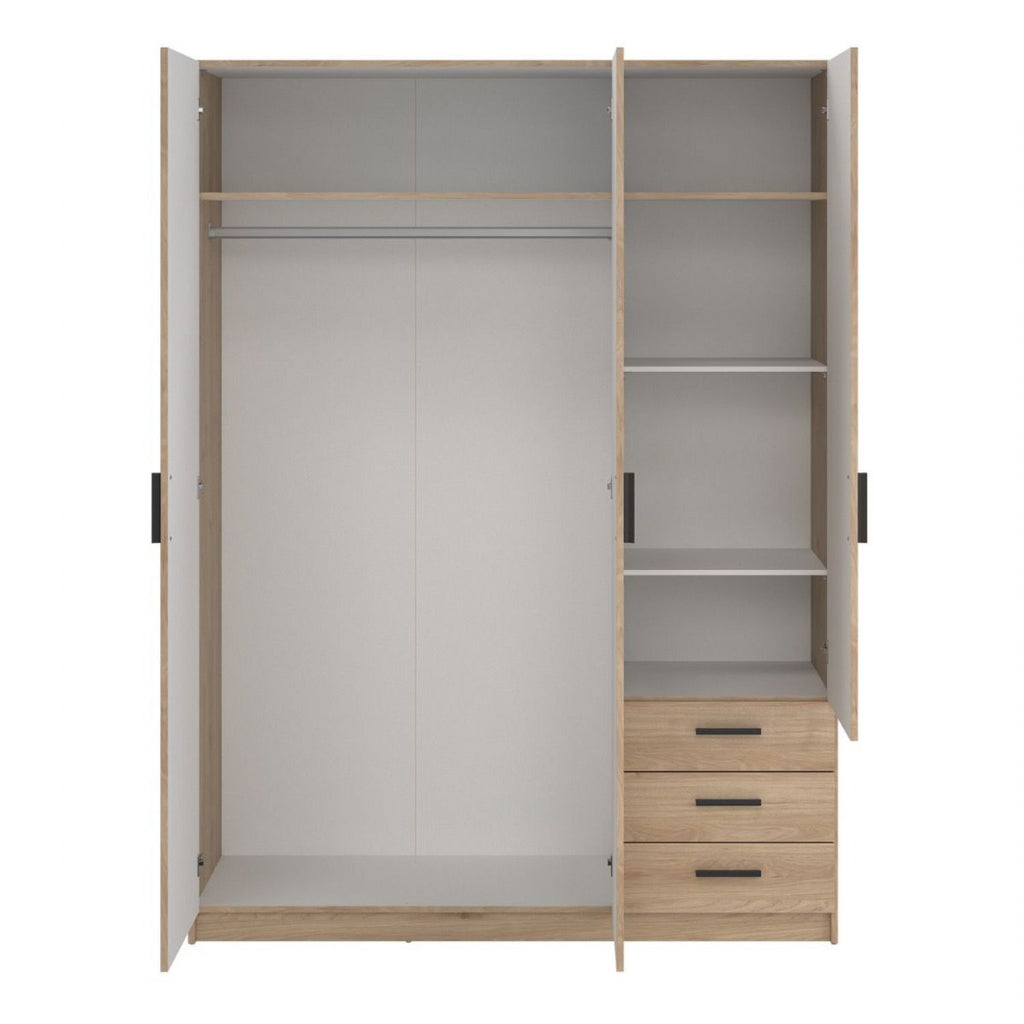 Sprint Wardrobe with 3 Doors + 3 Drawers in Jackson Hickory
