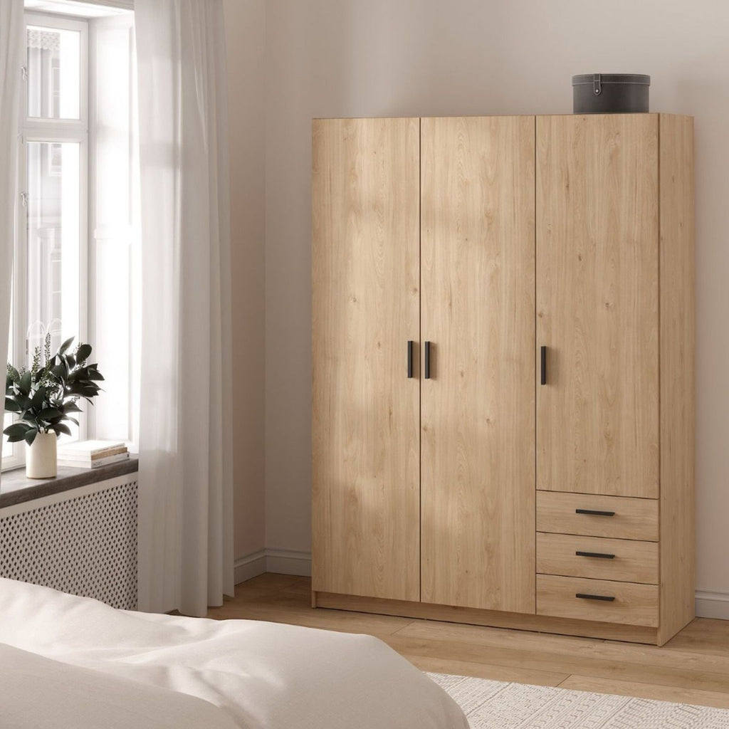 Sprint Wardrobe with 3 Doors + 3 Drawers in Jackson Hickory