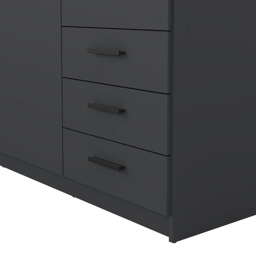 Sprint Wardrobe with 3 Doors + 3 Drawers in Matt Grey