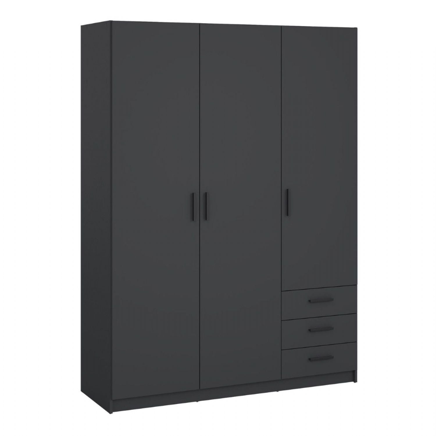 Sprint Wardrobe with 3 Doors + 3 Drawers in Matt Grey