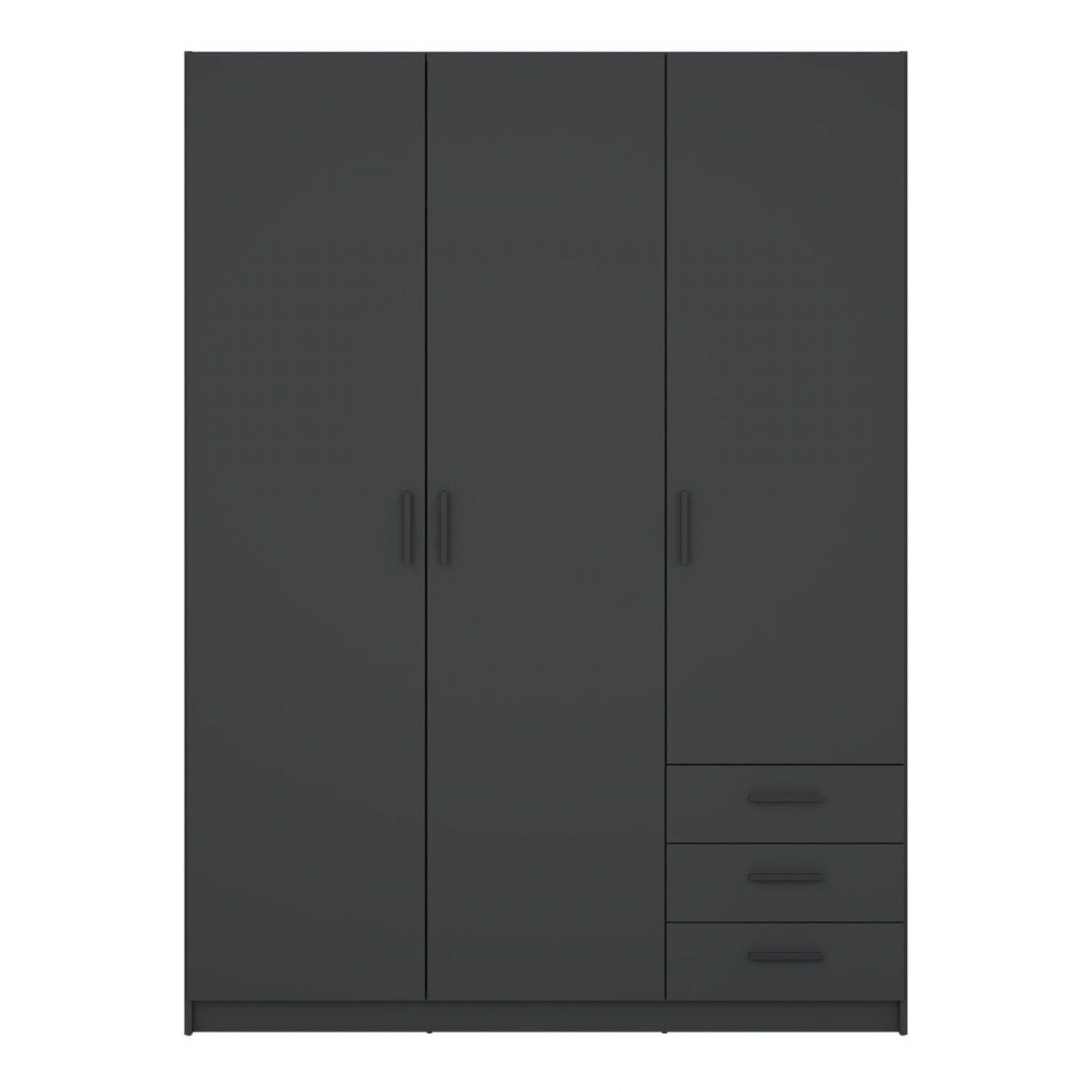 Sprint Wardrobe with 3 Doors + 3 Drawers in Matt Grey