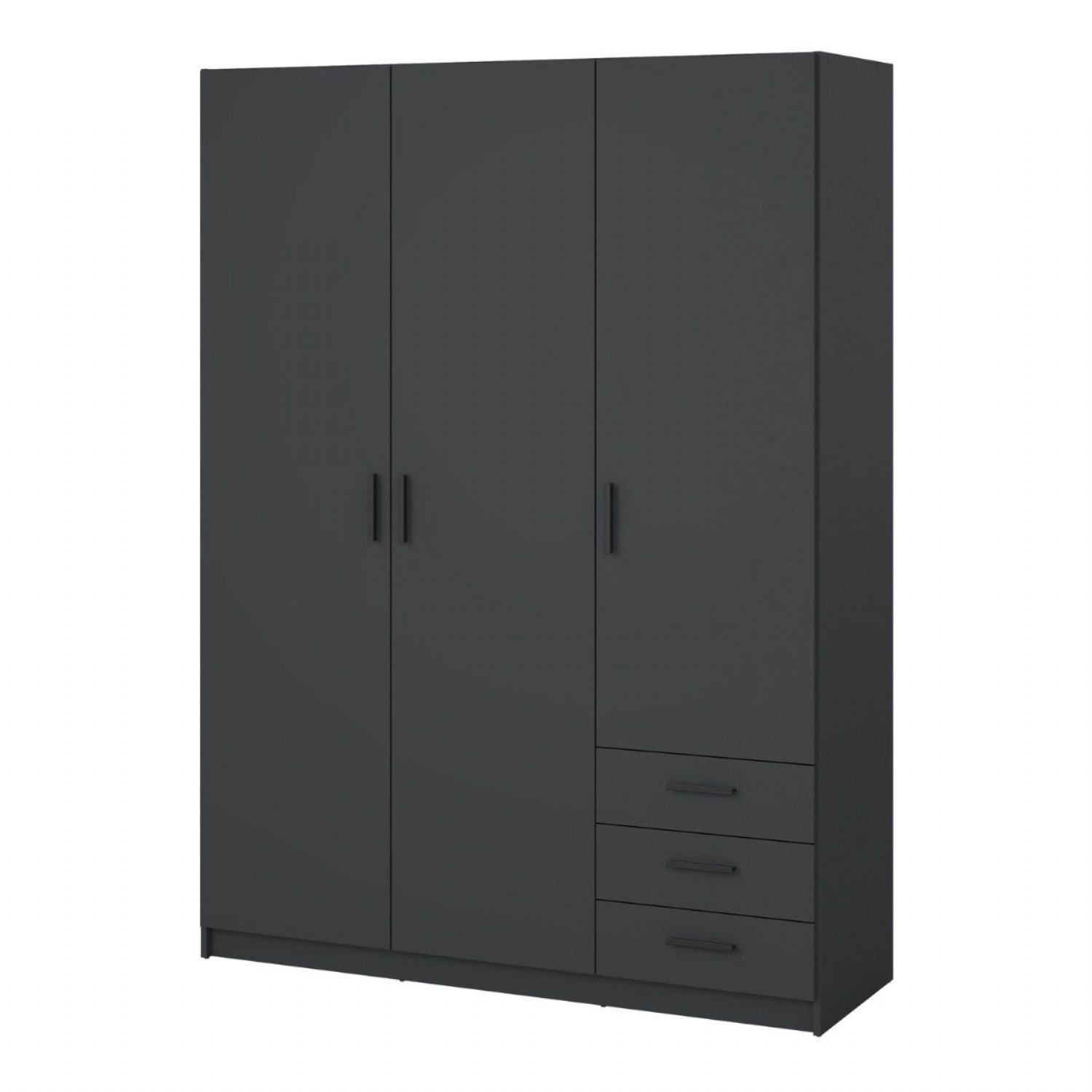 Sprint Wardrobe with 3 Doors + 3 Drawers in Matt Grey