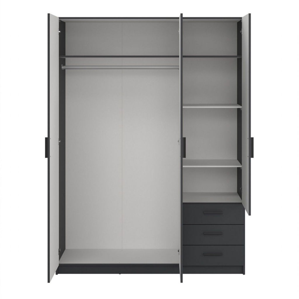 Sprint Wardrobe with 3 Doors + 3 Drawers in Matt Grey