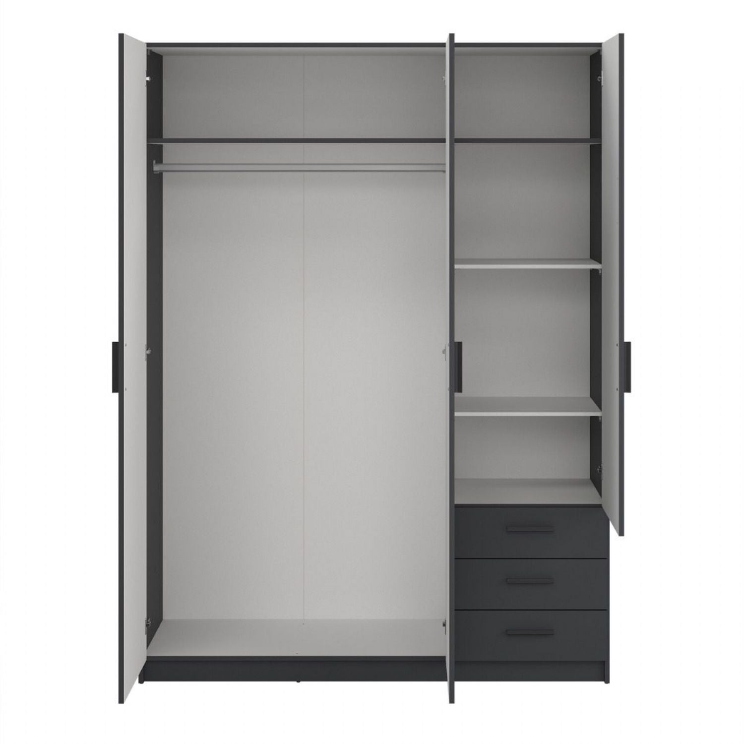 Sprint Wardrobe with 3 Doors + 3 Drawers in Matt Grey