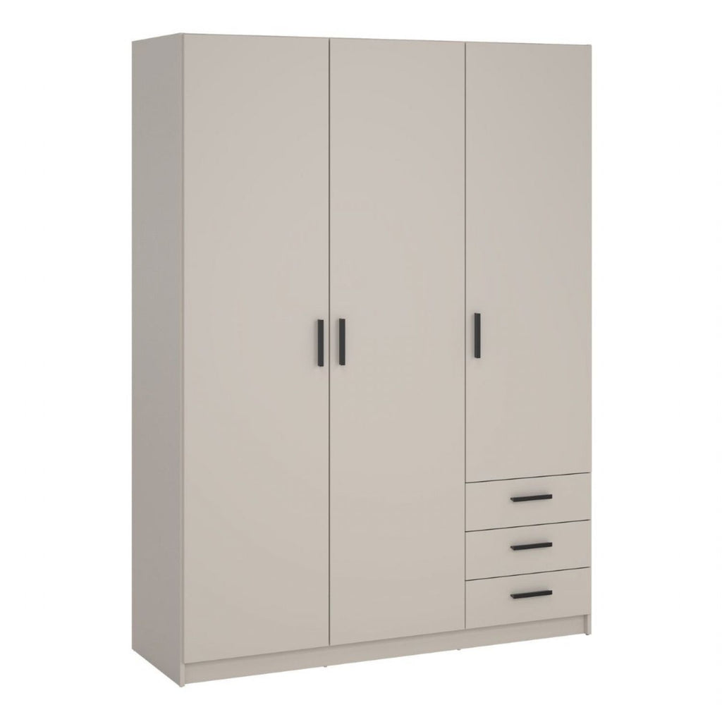 Sprint Wardrobe with 3 Doors + 3 Drawers in Cashmere