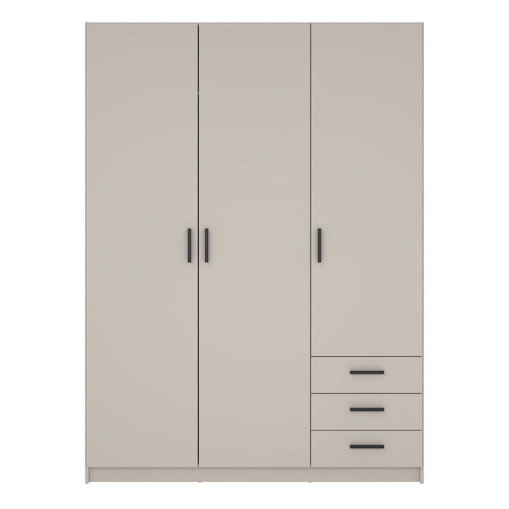 Sprint Wardrobe with 3 Doors + 3 Drawers in Cashmere