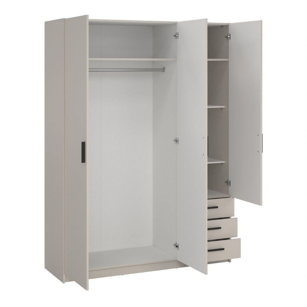 Sprint Wardrobe with 3 Doors + 3 Drawers in Cashmere