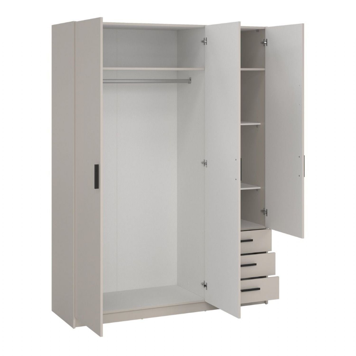 Sprint Wardrobe with 3 Doors + 3 Drawers in Cashmere