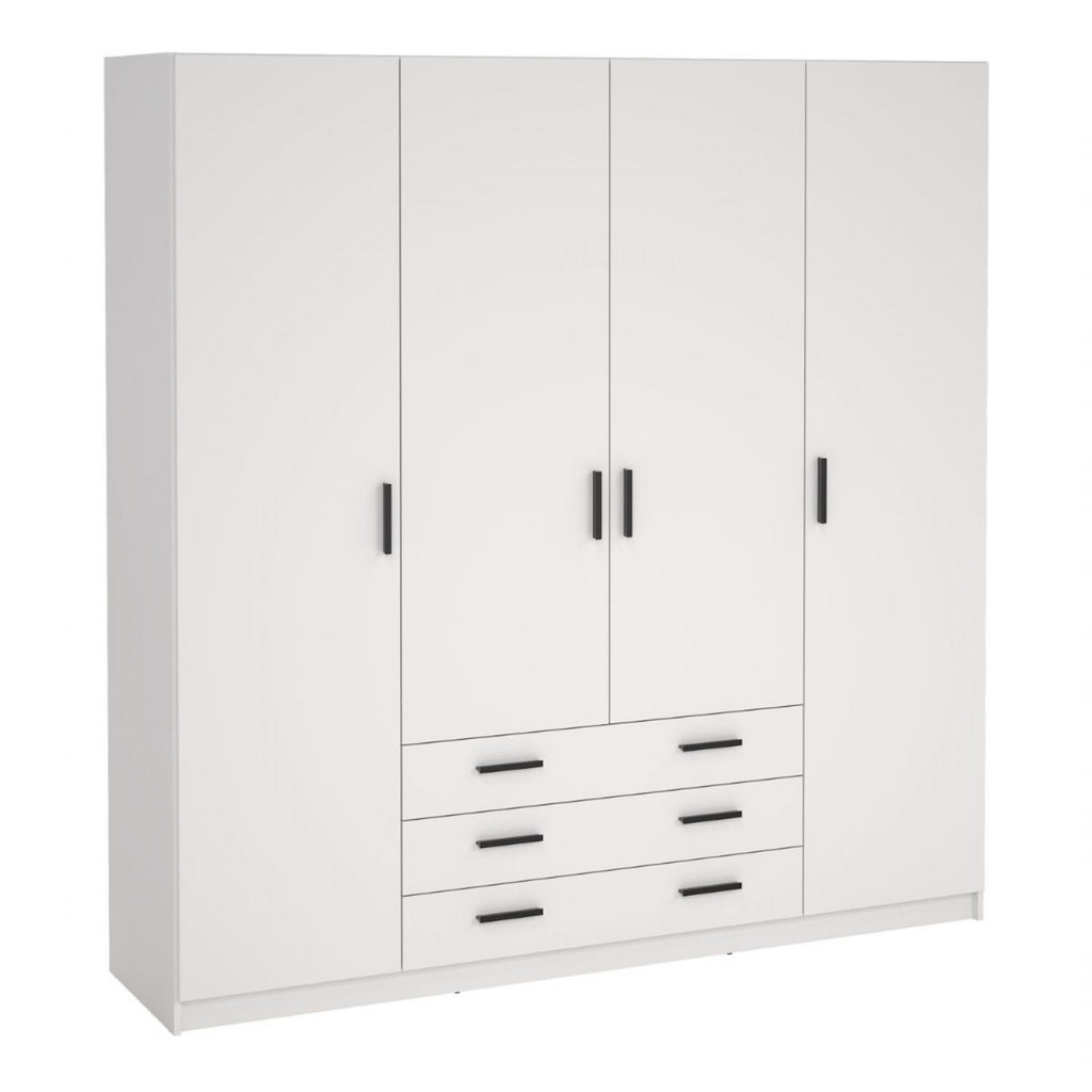 Sprint Wardrobe with 4 Doors + 3 Drawers in White