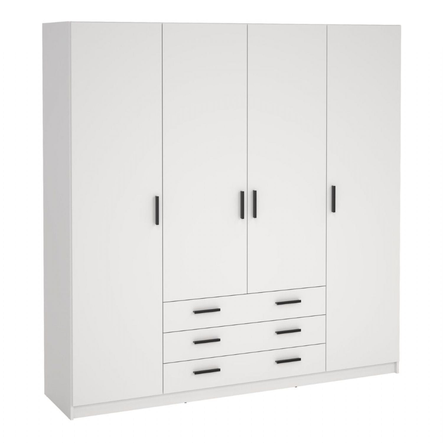 Sprint Wardrobe with 4 Doors + 3 Drawers in White