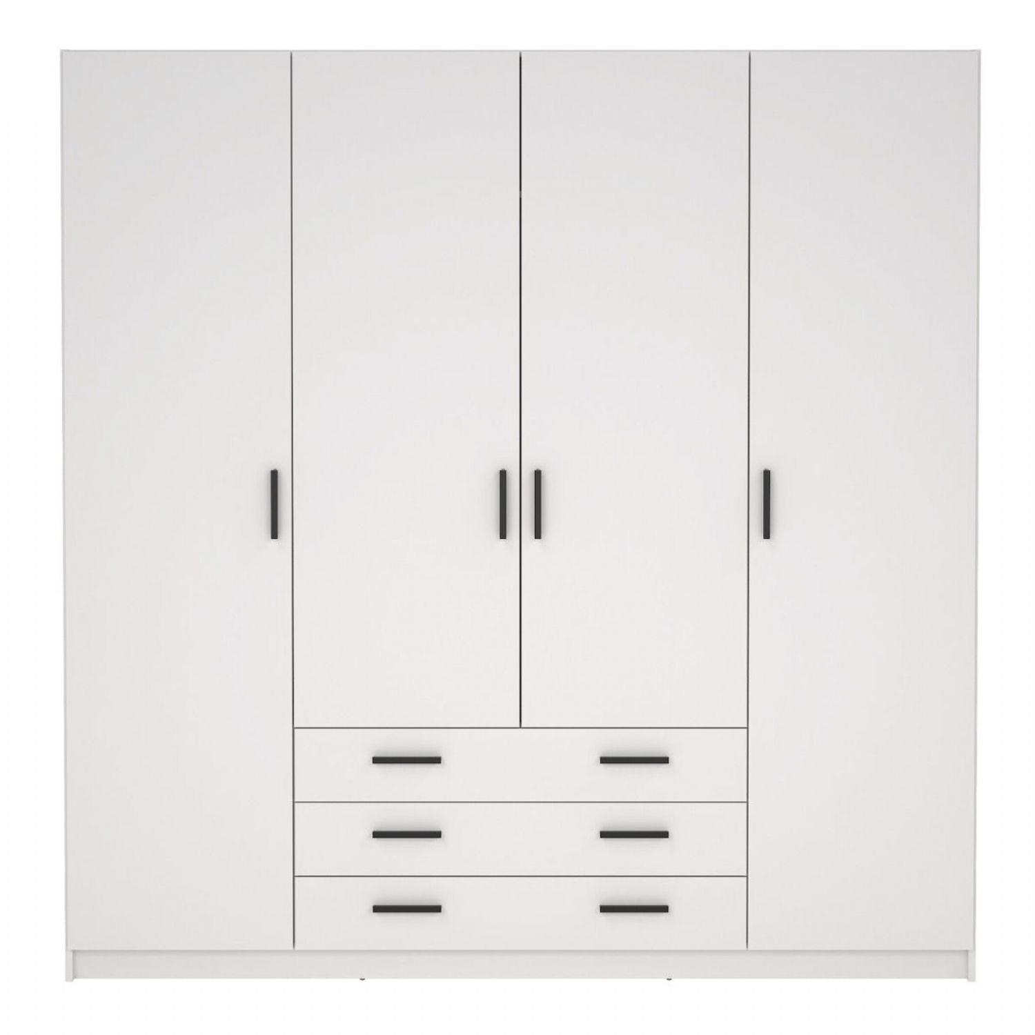 Sprint Wardrobe with 4 Doors + 3 Drawers in White