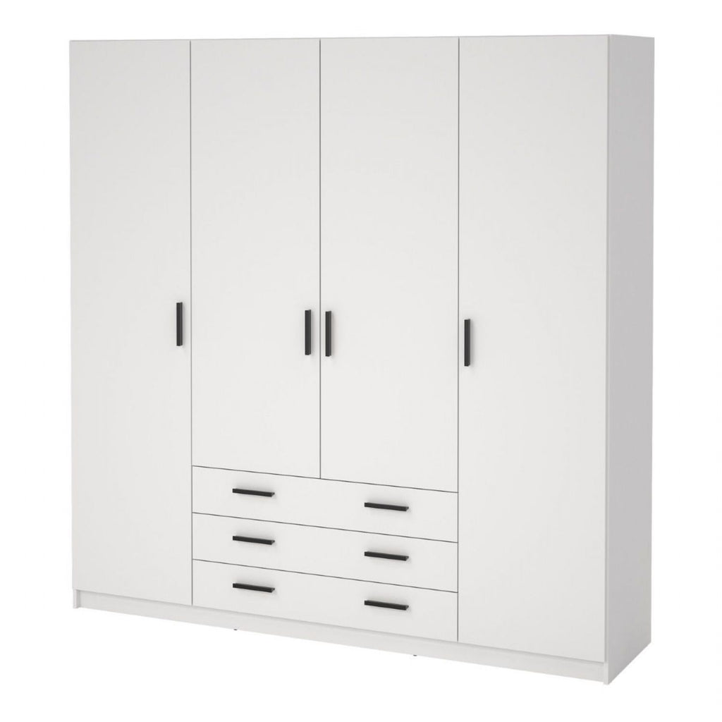Sprint Wardrobe with 4 Doors + 3 Drawers in White