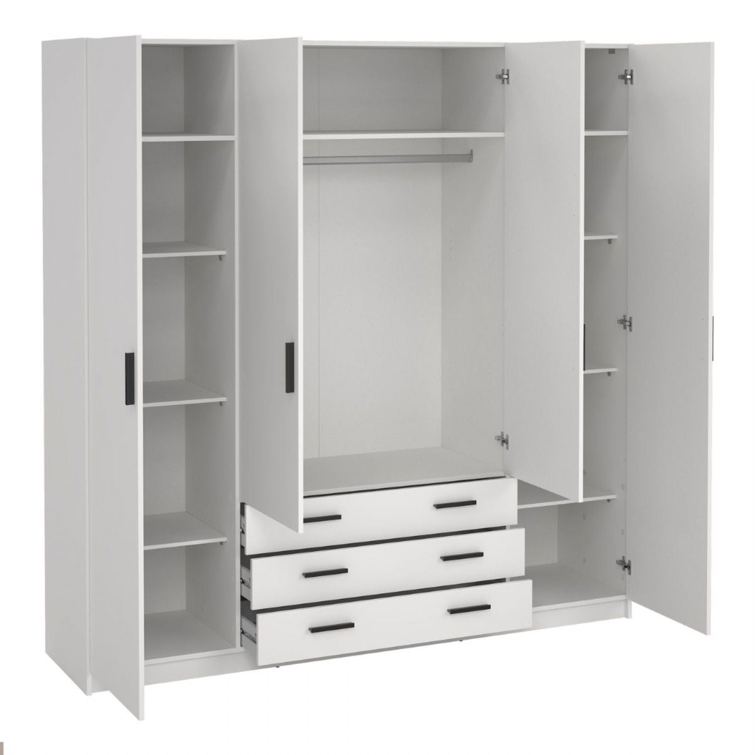 Sprint Wardrobe with 4 Doors + 3 Drawers in White