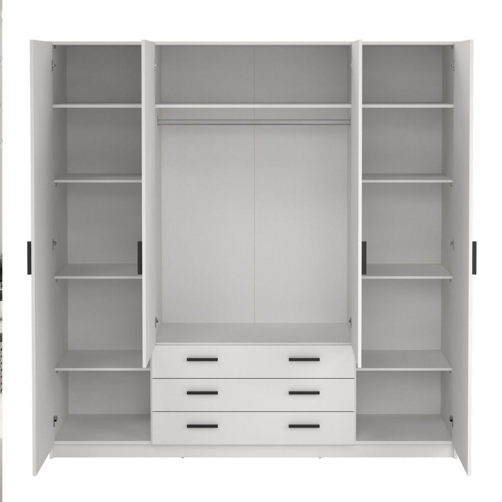 Sprint Wardrobe with 4 Doors + 3 Drawers in White