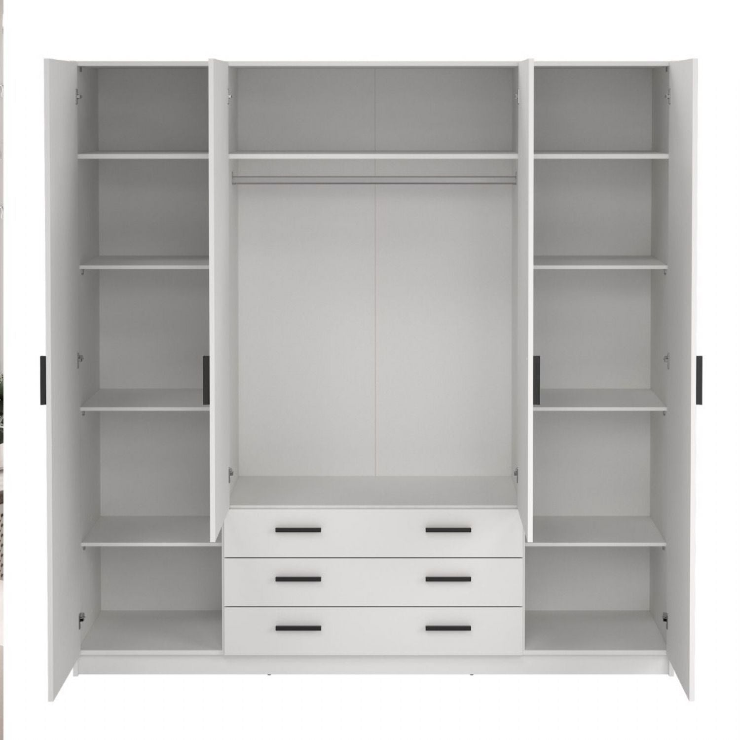 Sprint Wardrobe with 4 Doors + 3 Drawers in White