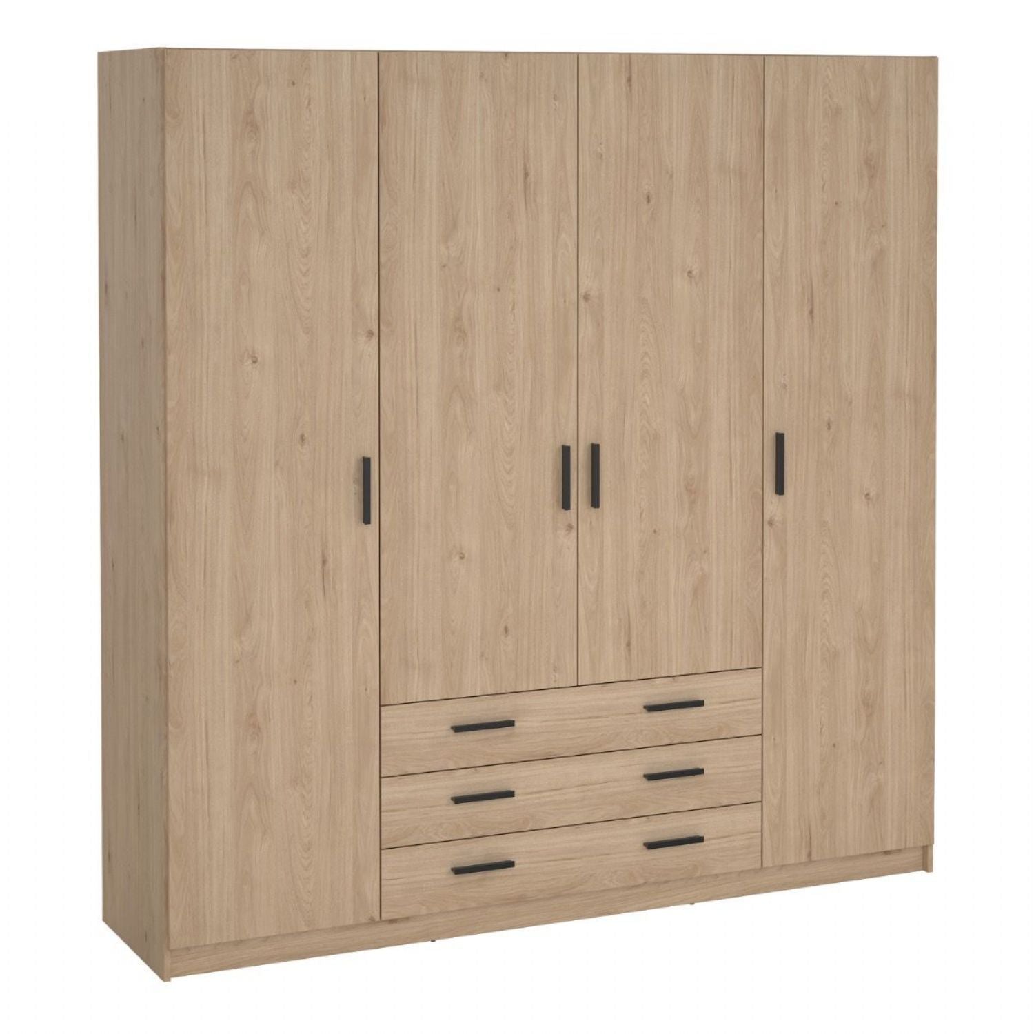 Sprint Wardrobe with 4 Doors + 3 Drawers in Jackson Hickory