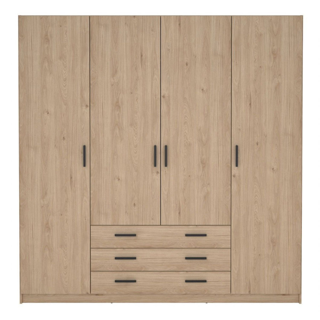 Sprint Wardrobe with 4 Doors + 3 Drawers in Jackson Hickory