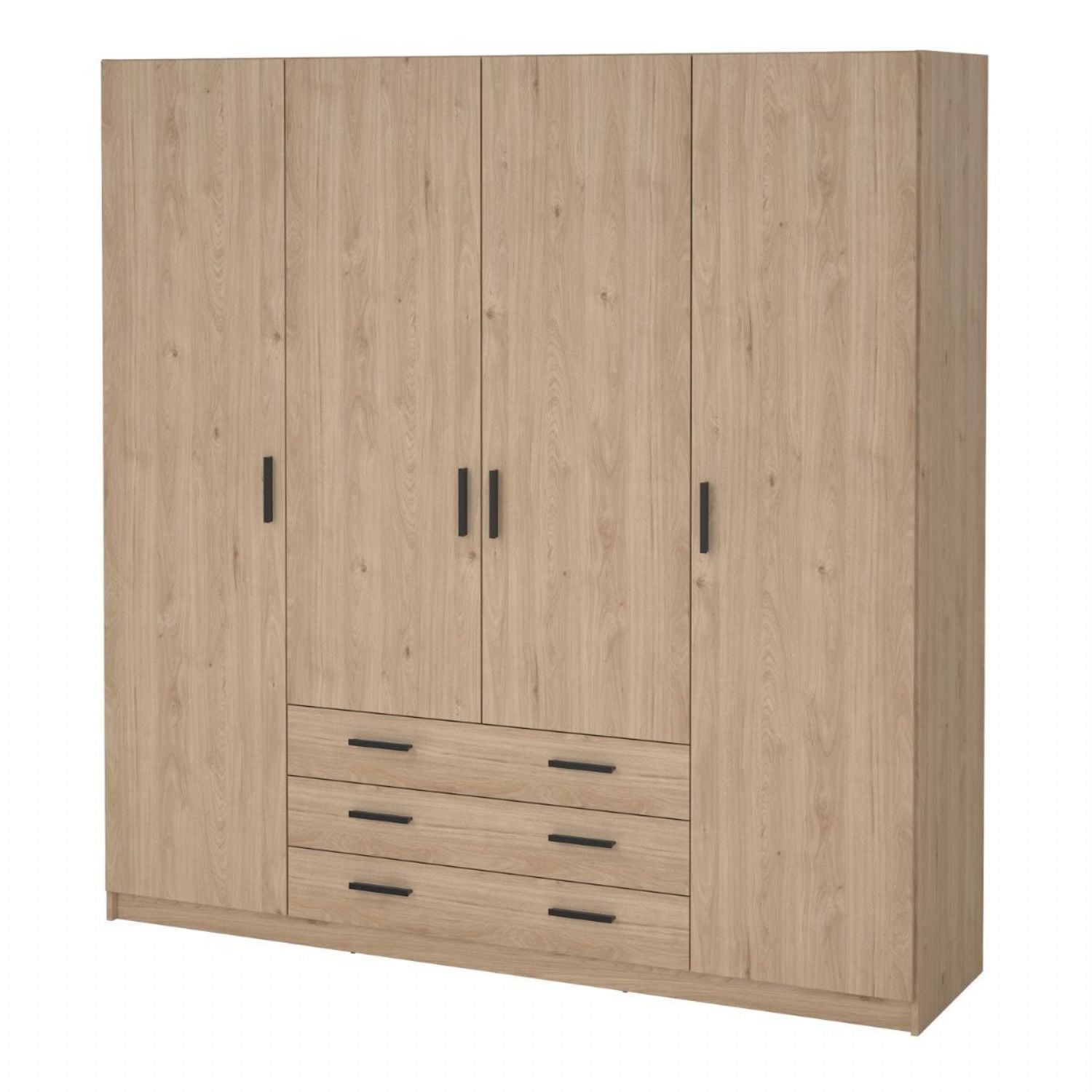 Sprint Wardrobe with 4 Doors + 3 Drawers in Jackson Hickory