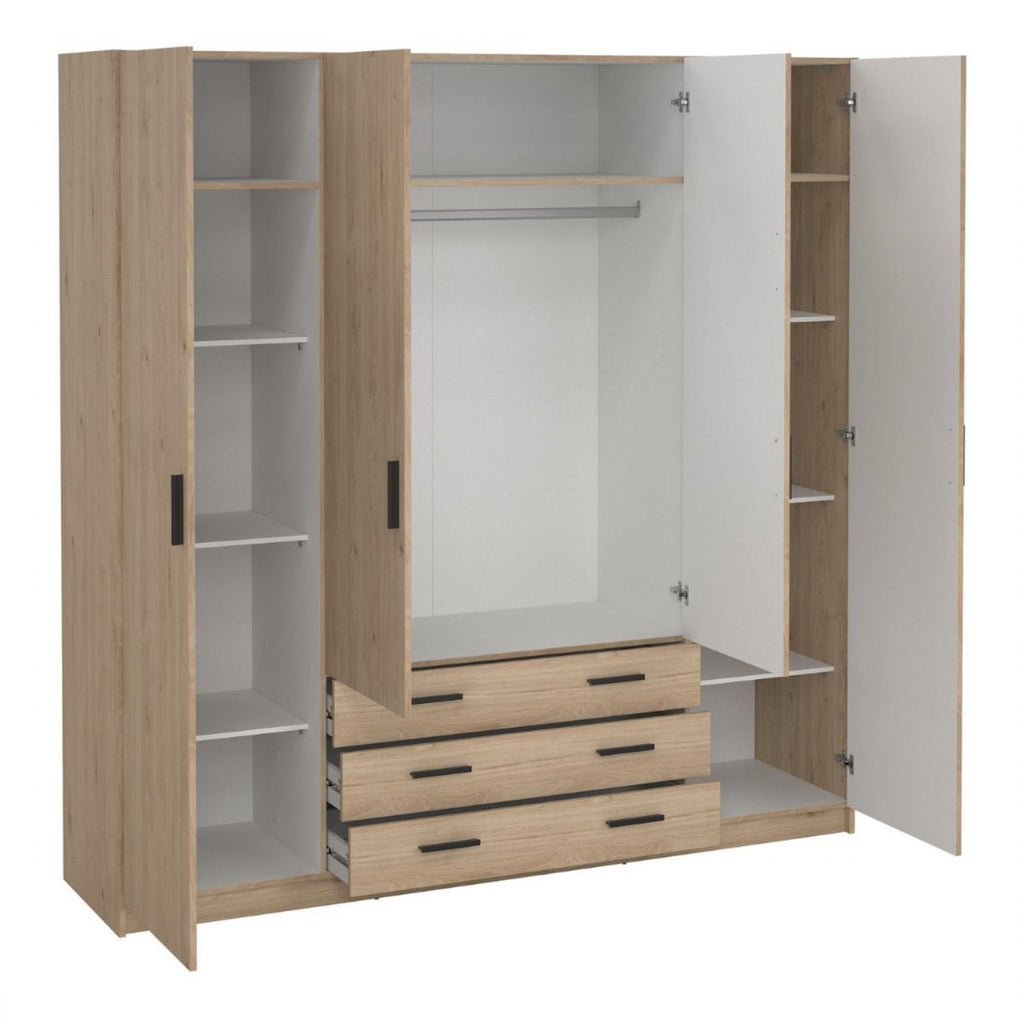 Sprint Wardrobe with 4 Doors + 3 Drawers in Jackson Hickory