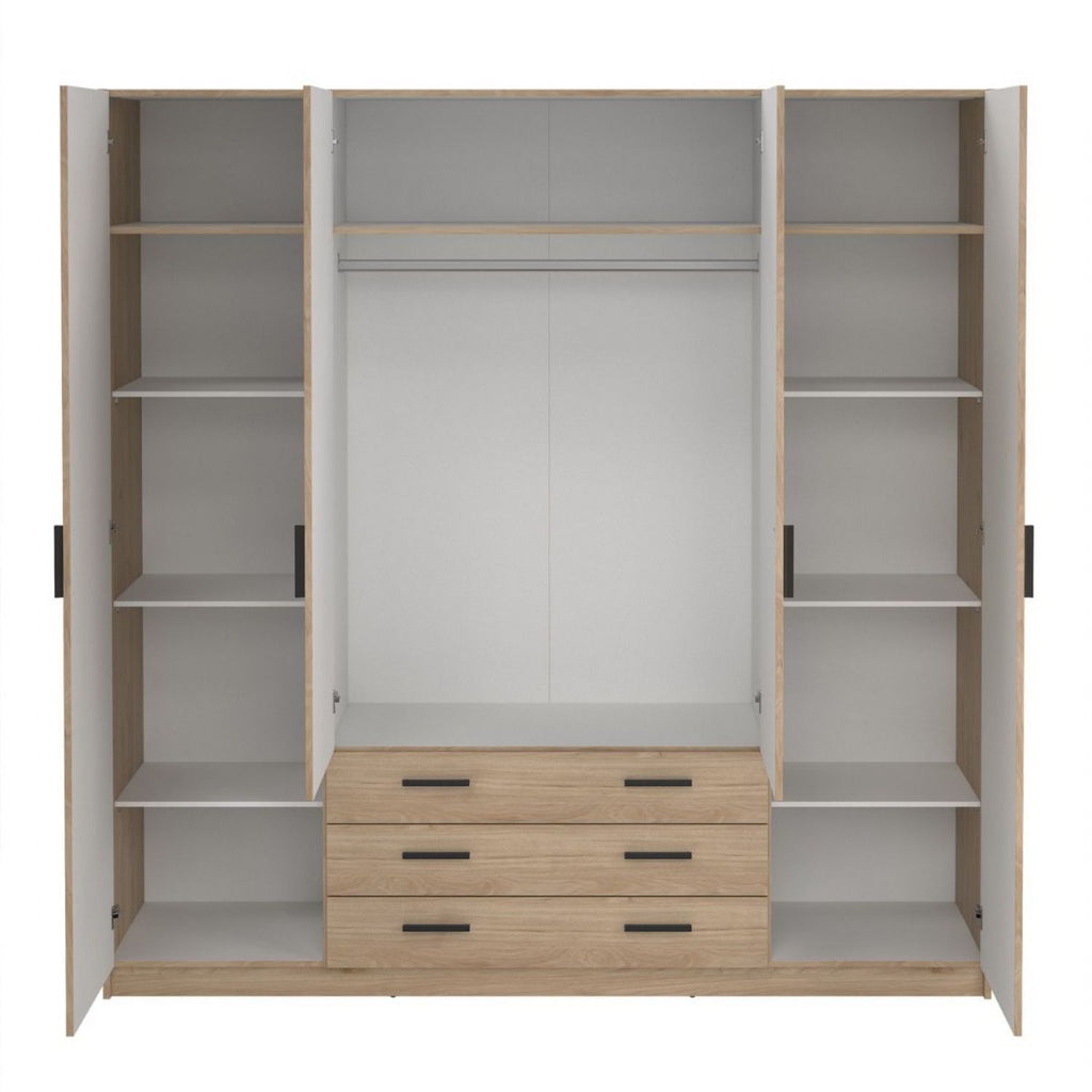 Sprint Wardrobe with 4 Doors + 3 Drawers in Jackson Hickory