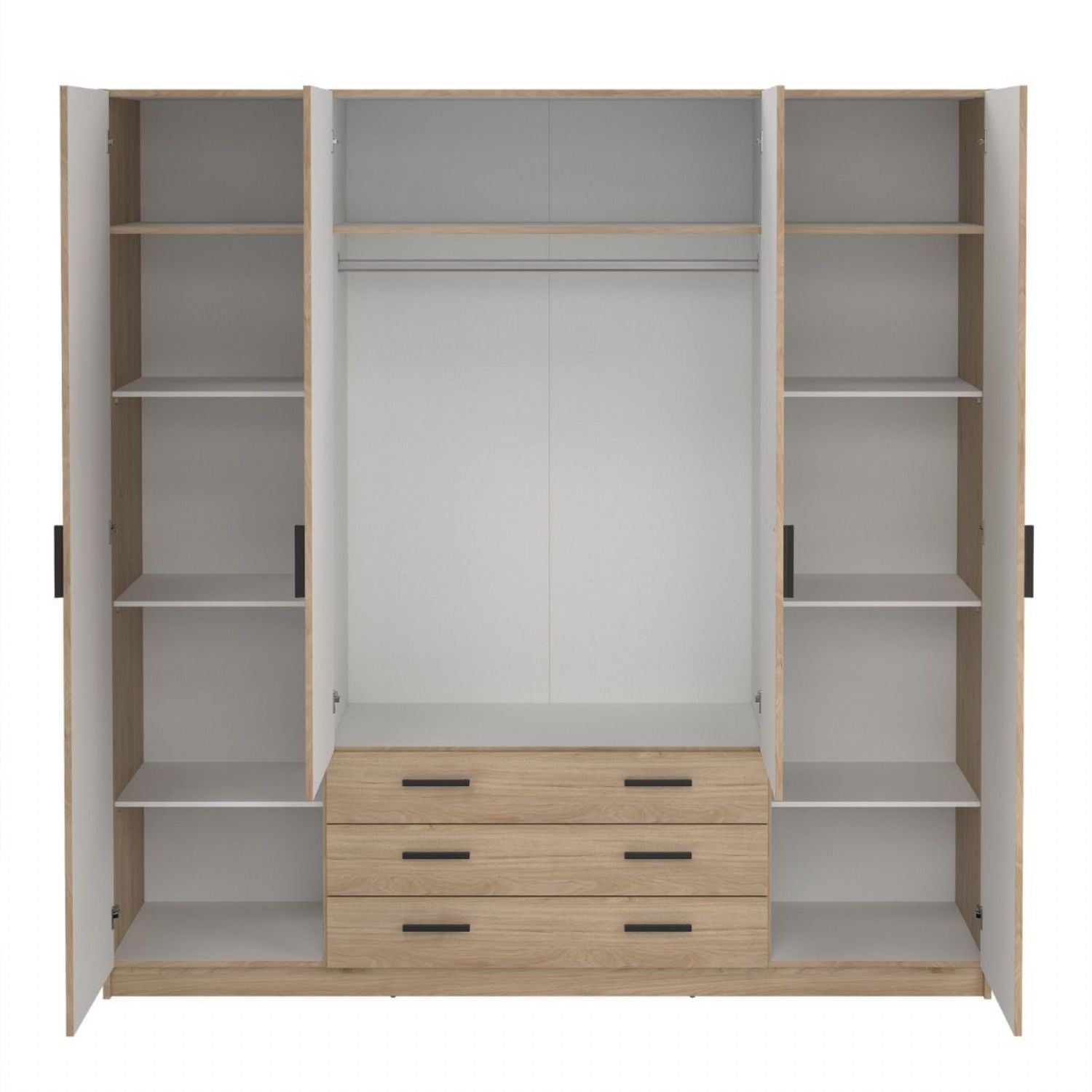 Sprint Wardrobe with 4 Doors + 3 Drawers in Jackson Hickory