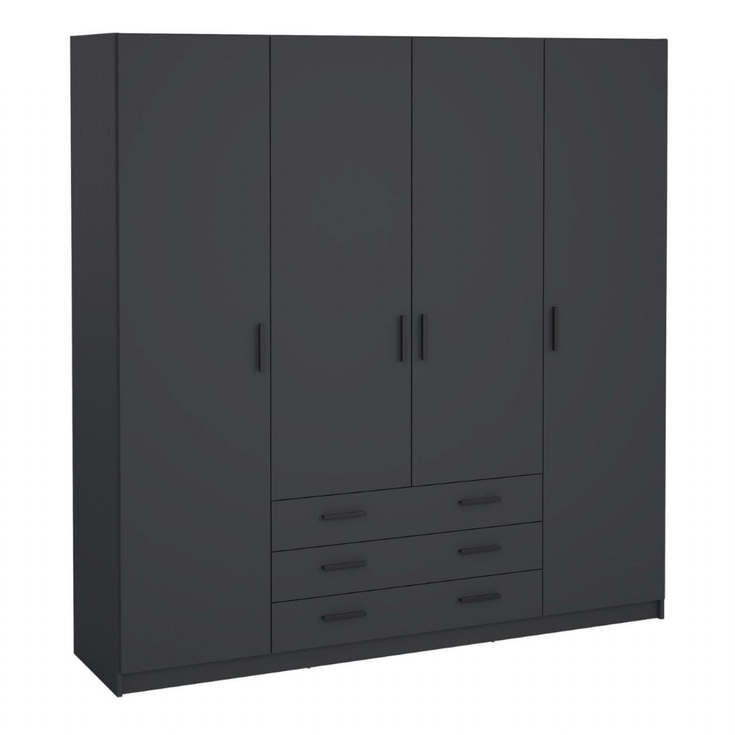 Sprint Wardrobe with 4 Doors + 3 Drawers in Matt Grey