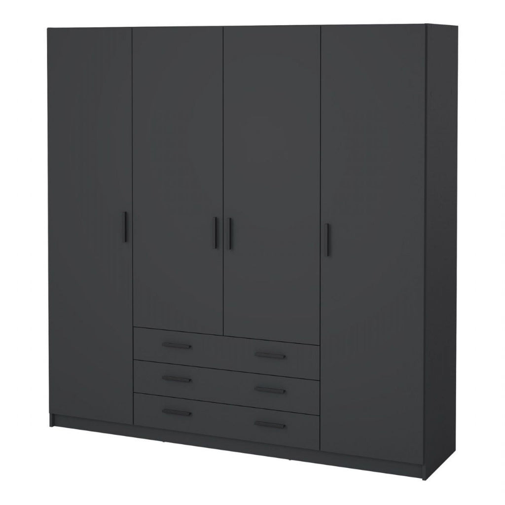 Sprint Wardrobe with 4 Doors + 3 Drawers in Matt Grey