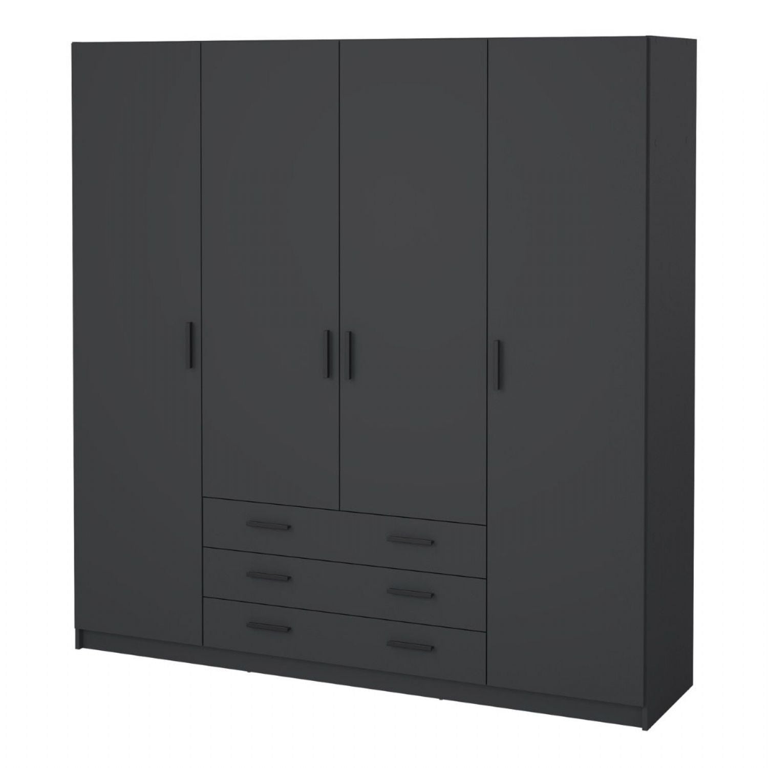 Sprint Wardrobe with 4 Doors + 3 Drawers in Matt Grey