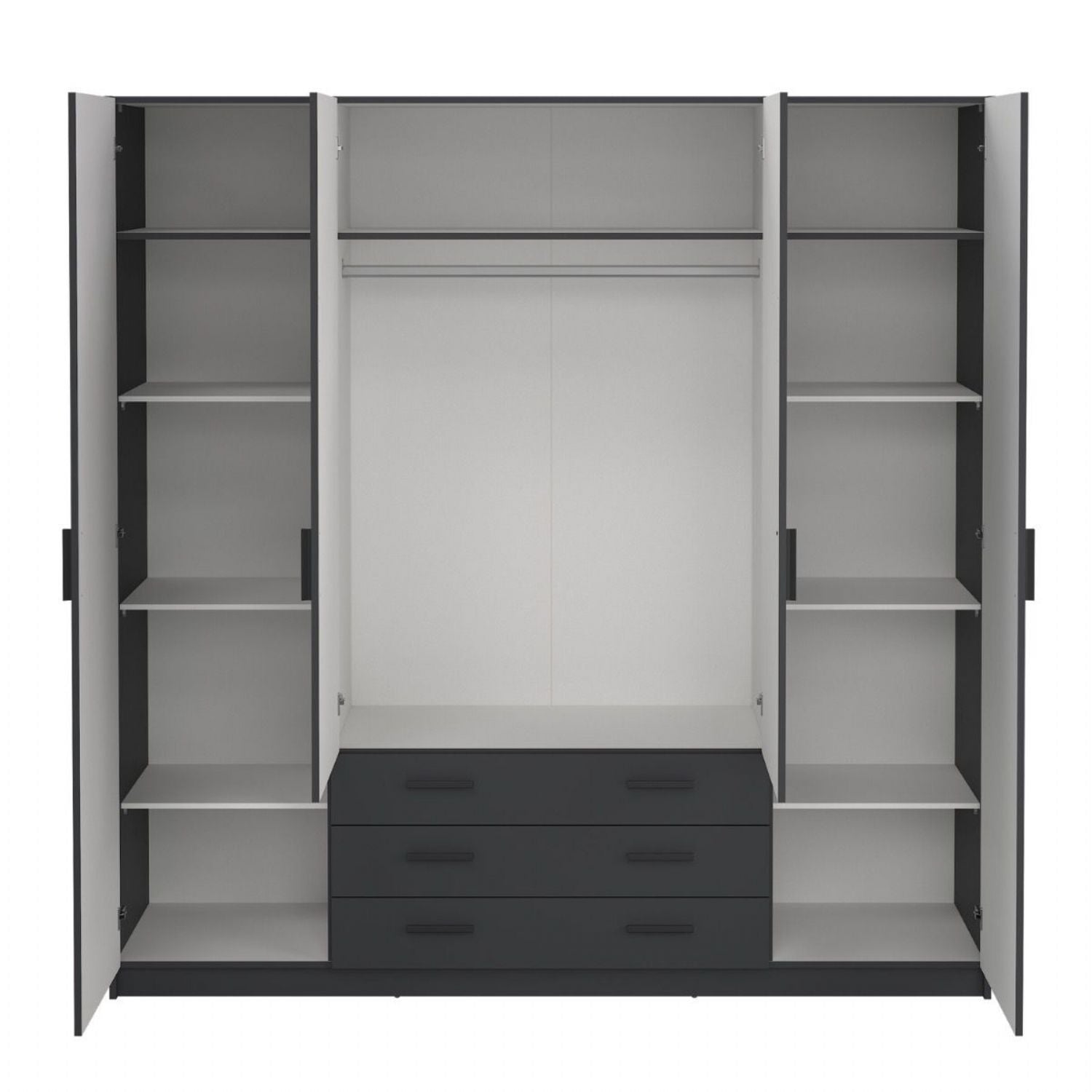 Sprint Wardrobe with 4 Doors + 3 Drawers in Matt Grey