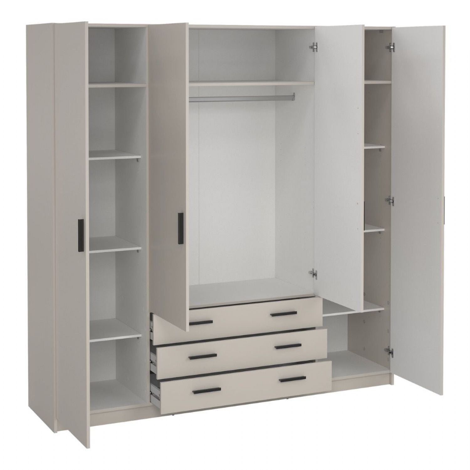 Sprint Wardrobe with 4 Doors + 3 Drawers in Cashmere