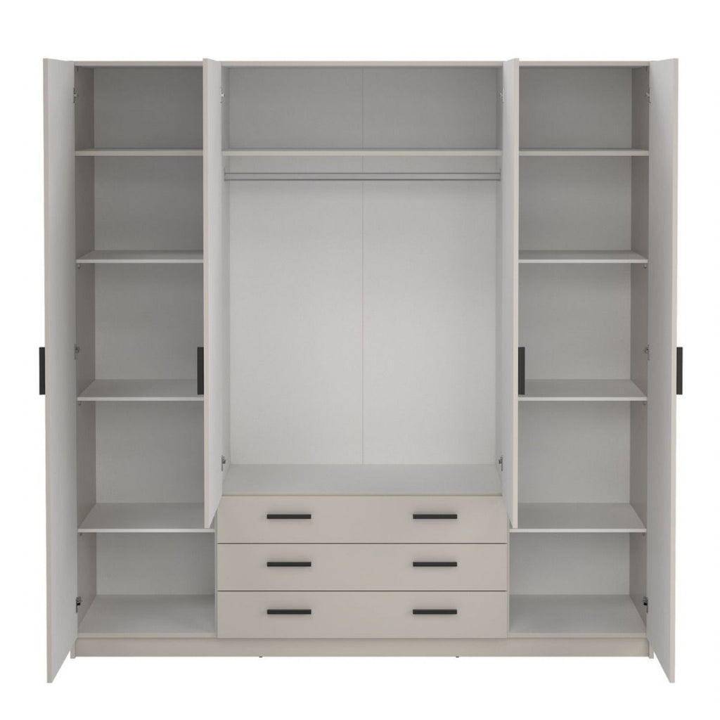 Sprint Wardrobe with 4 Doors + 3 Drawers in Cashmere