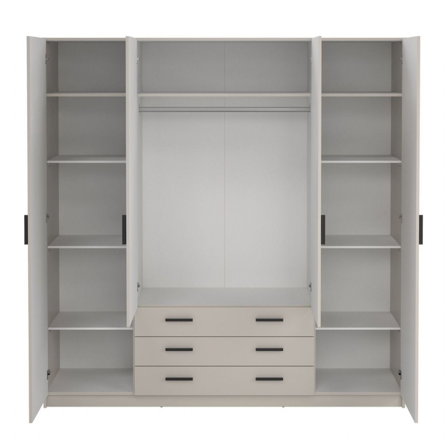 Sprint Wardrobe with 4 Doors + 3 Drawers in Cashmere