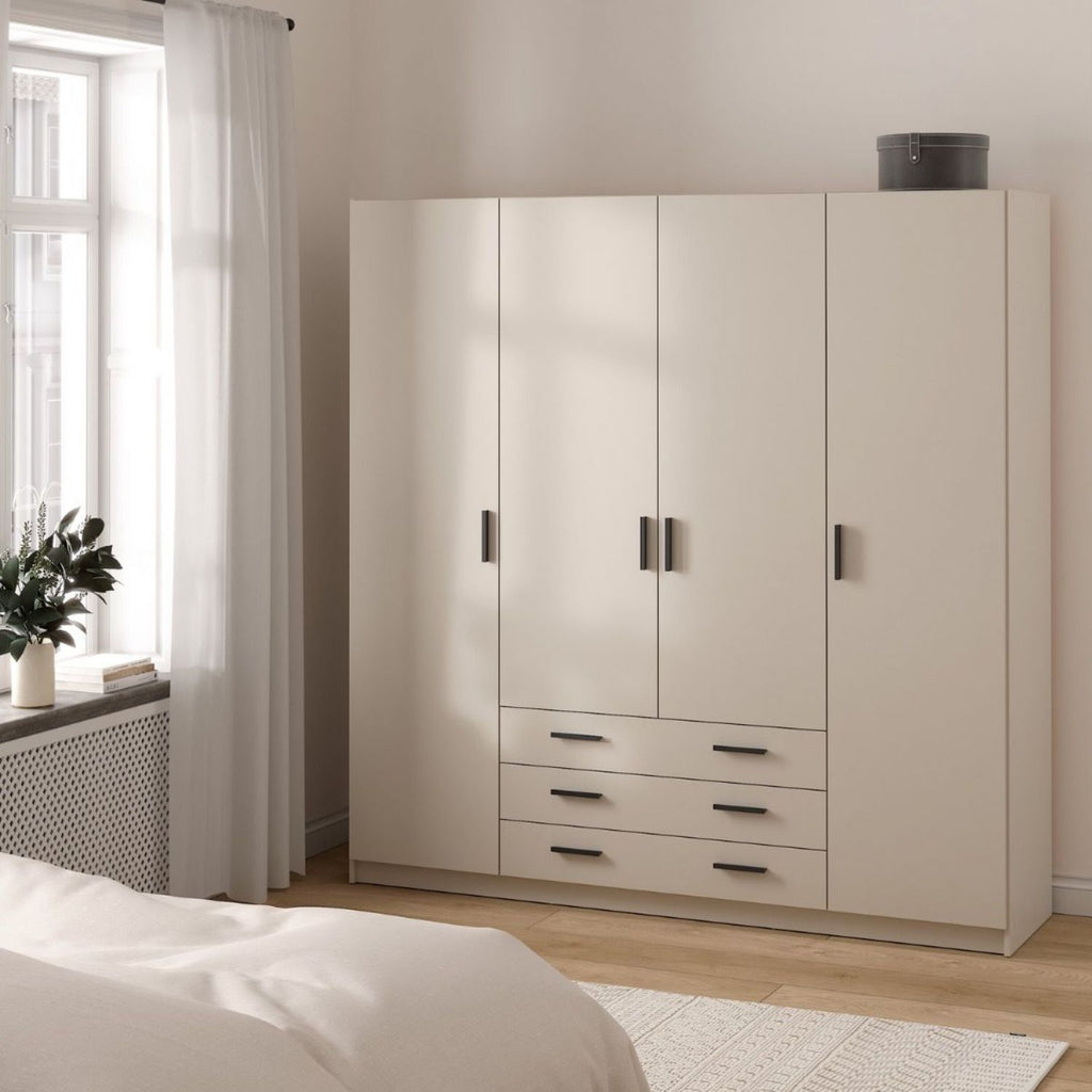 Sprint Wardrobe with 4 Doors + 3 Drawers in Cashmere